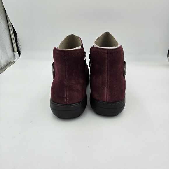 Earth Women's Flat Boot Synal Ankle Suede Dark Wine Casual Zip Booties 7 W - Picture 5 of 7